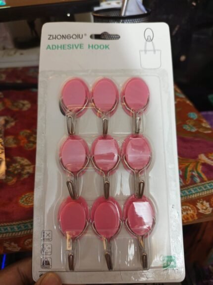 9 Pieces Self Adhesive Wall Hooks Set | Heavy Duty Kitchen & Home Hanging Hooks | MNK SHOP