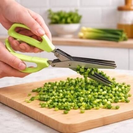 Multi-Blade Kitchen Herb Scissors | 5 Stainless Steel Blades with Cleaning Comb | Vegetable & Herb Chopper | MNK SHOP