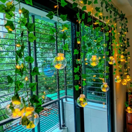 Artificial Money Plant Wish Ball LED String Lights | Decorative Curtain Fairy Lights | MNK SHOP