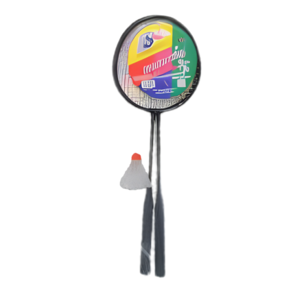 Golden Wing 100 Badminton Racket Pair Set (2 Pcs) Budget Friendly Pack - Metallic Black, Red Pre-Strung Net, with Protective Cover & Free Plastic Shuttlecock | গোল্ডেন উইং ১০০ ব্যাডমিন্টন র‍্যাকেট জোড়া সেট বাজেট ফ্রেন্ডলি প্যাক | MNK SHOP